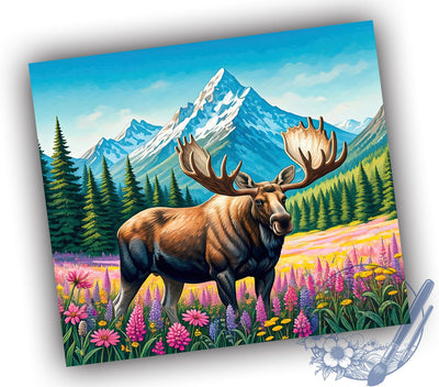 Alaska Moose 20oz Tumbler, Moose Design Tumbler, 20oz Tumbler Wrap, Sublimation Tumbler, Outdoor Adventure Gift, Wildlife Tumbler, Nature Lover Tumbler Sublimation ToriDesigns 