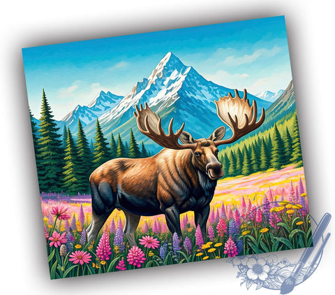 Alaska Moose 20oz Tumbler, Moose Design Tumbler, 20oz Tumbler Wrap, Sublimation Tumbler, Outdoor Adventure Gift, Wildlife Tumbler, Nature Lover Tumbler Sublimation ToriDesigns 