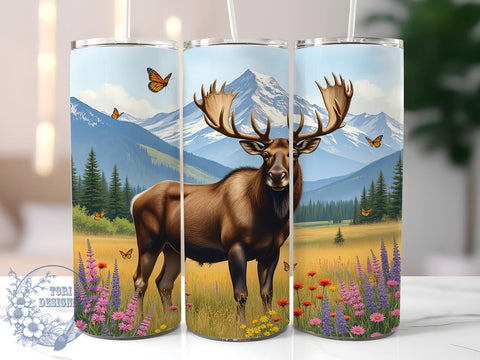 Alaska Moose 20oz Tumbler, Moose Design Tumbler, 20oz Tumbler Wrap, Sublimation Tumbler, Outdoor Adventure Gift, Wildlife Tumbler, Nature Lover Tumbler Sublimation ToriDesigns 
