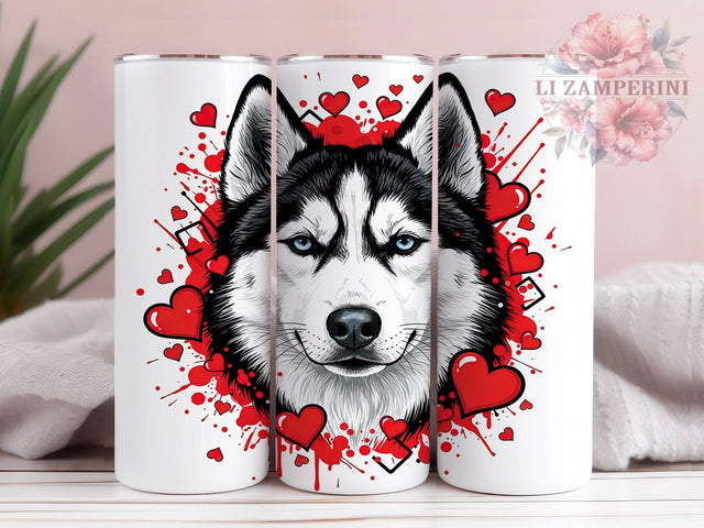 Alaskan Husky Dog Tumbler, Dog Artwork, Pet Lovers, Sublimation Art, 20oz Tumbler, Bold Pattern, Stylish Design Sublimation Li Zamperini 