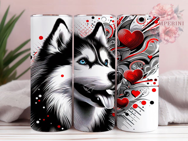Alaskan Husky Dog Tumbler, Dog Artwork, Pet Lovers, Sublimation Art, 20oz Tumbler, Bold Pattern, Stylish Design Sublimation Li Zamperini 