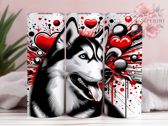 Alaskan Husky Dog Tumbler, Dog Artwork, Pet Lovers, Sublimation Art, 20oz Tumbler, Bold Pattern, Stylish Design Sublimation Li Zamperini 