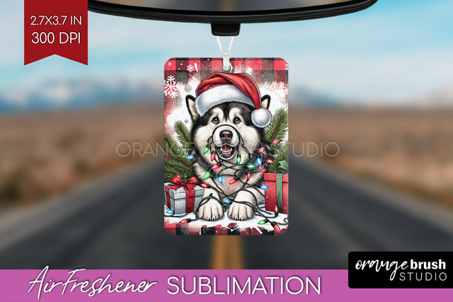 Alaskan Malamute Funny Christmas Dog Air Freshener Sublimation OrangeBrushStudio 