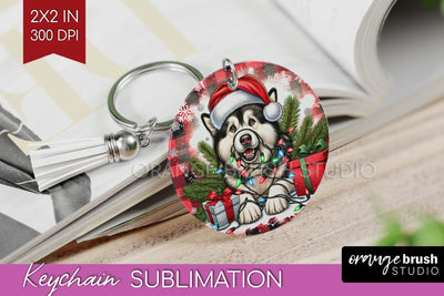 Alaskan Malamute Funny Christmas Dog Keychain PNG Sublimation OrangeBrushStudio 