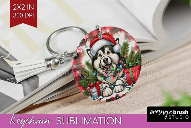 Alaskan Malamute Funny Christmas Dog Keychain PNG Sublimation OrangeBrushStudio 