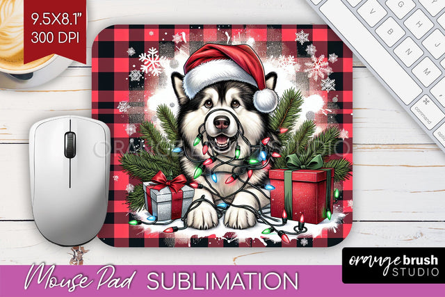 Alaskan Malamute Funny Christmas Dog Mouse Pad PNG Sublimation OrangeBrushStudio 