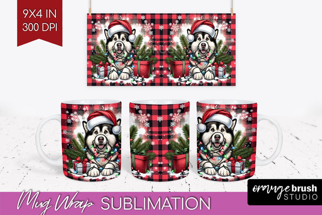 Alaskan Malamute Funny Christmas Dog Mug Wrap PNG Sublimation OrangeBrushStudio 