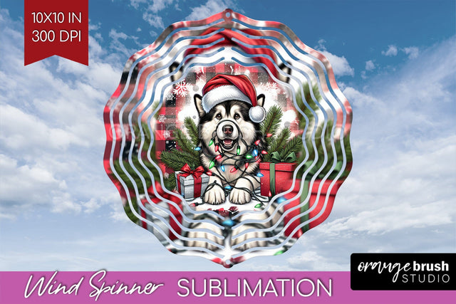 Alaskan Malamute Funny Christmas Dog Wind Spinner Sublimation OrangeBrushStudio 