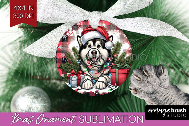 Alaskan Malamute Funny Dog Christmas Ornament PNG Sublimation OrangeBrushStudio 