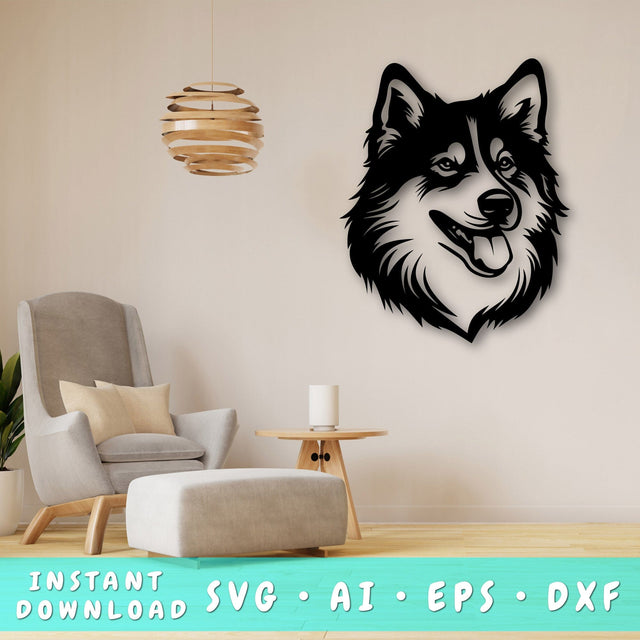 Alaskan Malamute Laser SVG Cut File, Alaskan Malamute Glowforge File, Alaskan Malamute DXF, Alaskan Malamute Wall Art SVG SVG HappyDesignStudio 