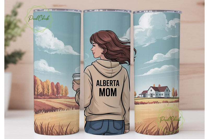 Alberta Mom 20oz Tumbler Wrap Sublimation PixelChick 
