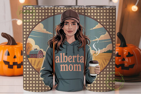 Alberta Mom Fall 20oz Tumbler Wrap Sublimation PixelChick 