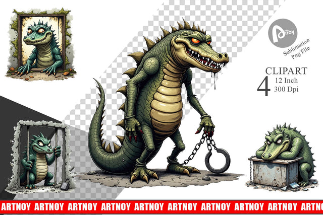 Alcatraz Gator Clipart Sublimation artnoy 