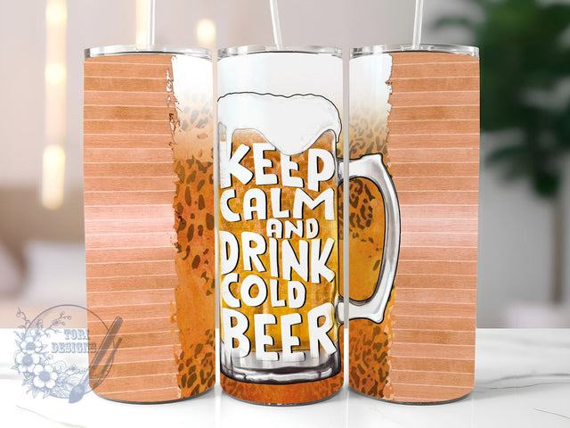 Alcohol 20oz Skinny Tumbler, Keep Calm And Drink Cold Beer Tumbler Png, Straight & Tapered Tumbler Wrap, Instant Digital Download Sublimation ToriDesigns 
