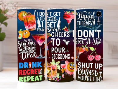 Alcohol 20oz Tumbler Png, Straight & Tapered Tumbler Png, Cheers To Pour Decisions Cocktail Alcohol Tumbler Png, Digital Download PNG Sublimation Lara' s Designs 