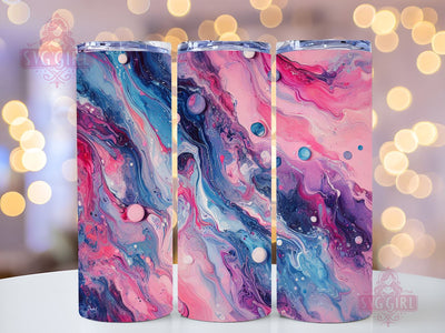 Alcohol Ink 20oz Skinny Tumbler Sublimation, Pink Purple Blue Abstract Tumbler Wrap for StraightTapered PNG Digital Download Sublimation SvggirlplusArt 