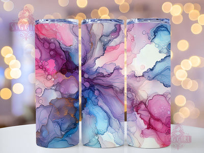 Alcohol Ink 20oz Skinny Tumbler Sublimation, Pink Purple Blue Abstract Tumbler Wrap for StraightTapered PNG Digital Download Sublimation SvggirlplusArt 