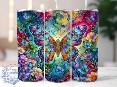 Alcohol Ink Butterfly 20oz Tumbler, Alcohol Ink Tumbler, Ink Butterfly, Butterfly Tumbler, Alcohol Ink PNG, Butterfly Wrap PNG, Ink Butterfly PNG, 20oz Tumbler Wrap Sublimation ToriDesigns 