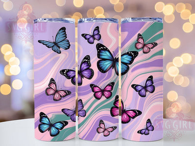 Alcohol Ink Butterfly 20oz Tumbler, Butterfly Tumbler, 20oz Wrap, Sublimation PNG, Artistic Cup Design, Colorful Butterfly, Spring Gift Sublimation SvggirlplusArt 