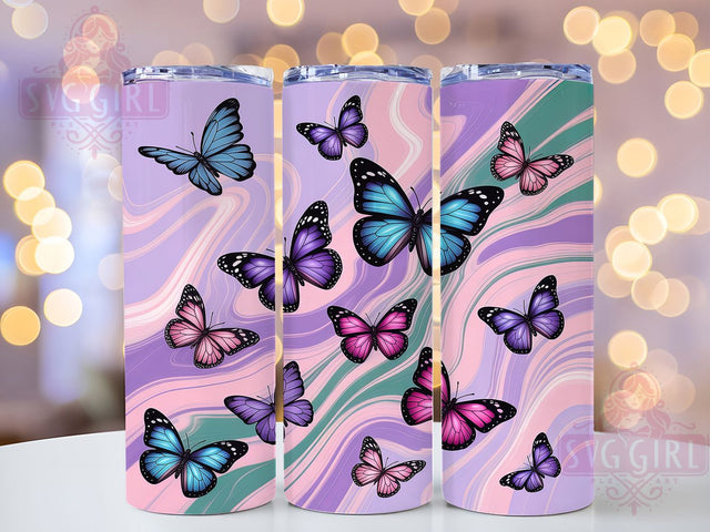 Alcohol Ink Butterfly 20oz Tumbler, Butterfly Tumbler, 20oz Wrap, Sublimation PNG, Artistic Cup Design, Colorful Butterfly, Spring Gift Sublimation SvggirlplusArt 