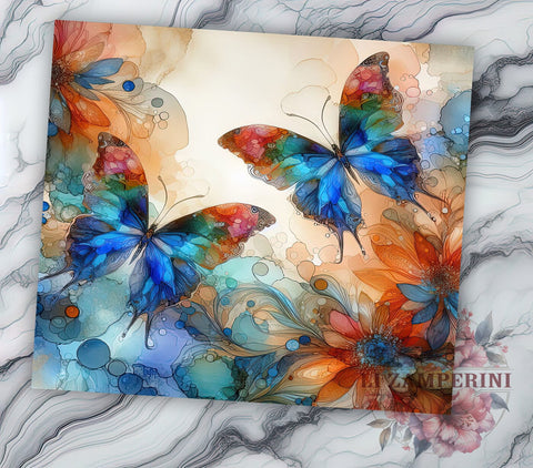 Alcohol Ink Butterfly 20oz Tumbler Wrap PNG, Butterfly Tumbler Png, Straight & Tapered Tumbler Wrap, Instant Digital Download Sublimation Li Zamperini 