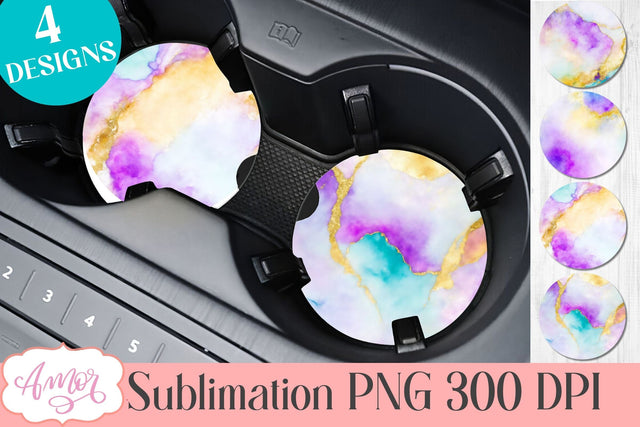 Alcohol ink car coaster sublimation | Abstract coaster PNG Sublimation Amorclipart 