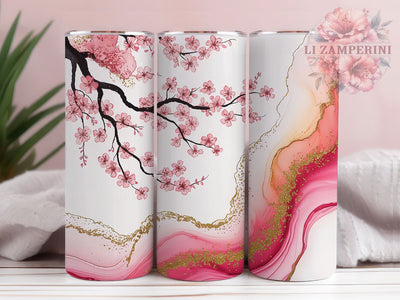 Alcohol Ink Cherry Blossom Tumbler, Cherry Blossom Tumbler, Pink Floral Wrap, Whimsical Blossom Wrap, Elegant Ink Wrap, Sublimation Design, Trendy Gift Idea Sublimation Li Zamperini 