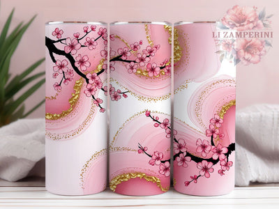 Alcohol Ink Cherry Blossom Tumbler, Cherry Blossom Tumbler, Pink Floral Wrap, Whimsical Blossom Wrap, Elegant Ink Wrap, Sublimation Design, Trendy Gift Idea Sublimation Li Zamperini 