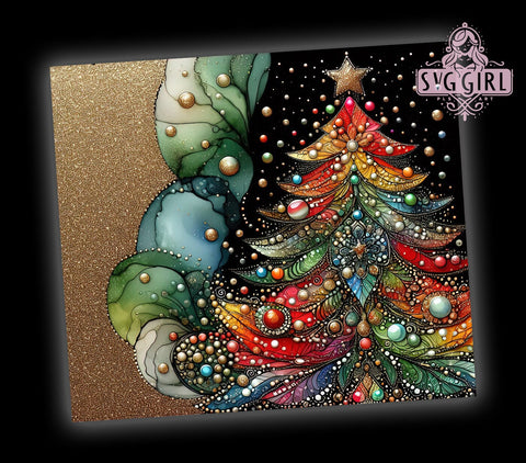 Alcohol Ink Christmas Tree 20oz Tumbler Wrap Sublimation Design, Straight Tapered Tumbler Wrap, Winter Holidays Tumbler Png, Instant Digital Download Sublimation SvggirlplusArt 