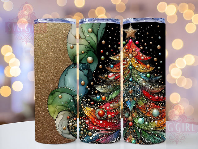 Alcohol Ink Christmas Tree 20oz Tumbler Wrap Sublimation Design, Straight Tapered Tumbler Wrap, Winter Holidays Tumbler Png, Instant Digital Download Sublimation SvggirlplusArt 