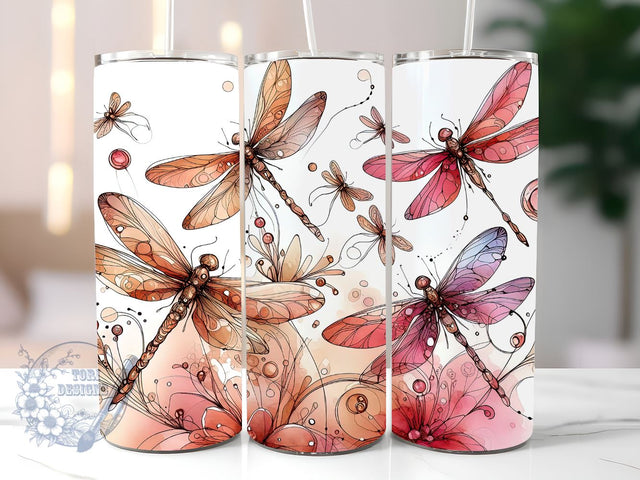 Alcohol Ink Dragonflies Skinny Tumbler Sublimation Design Templates, Dragonfly Tumbler Straight PNG Digital Download Sublimation ToriDesigns 