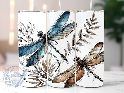 Alcohol Ink Dragonflies Skinny Tumbler Sublimation Design Templates, Dragonfly Tumbler Straight PNG Digital Download Sublimation ToriDesigns 
