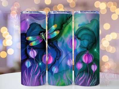 Alcohol Ink Dragonfly Tumbler, Alcohol Ink, Nature Theme, Vibrant Colors, Elegant Design, 20Oz Tumbler, Sublimation Wrap Sublimation SvggirlplusArt 