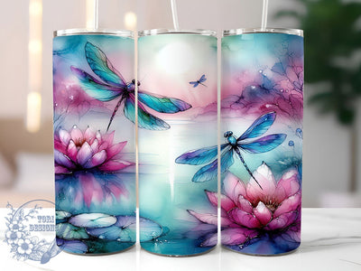 Alcohol Ink Dragonfly Tumbler, Alcohol Ink Tumbler, Whimsical Dragonfly Wrap, Colorful Ink Wrap, Artistic Dragonfly Wrap, Sublimation Design, Trendy Gift Idea Sublimation ToriDesigns 