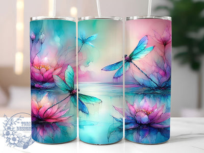 Alcohol Ink Dragonfly Tumbler, Alcohol Ink Tumbler, Whimsical Dragonfly Wrap, Colorful Ink Wrap, Artistic Dragonfly Wrap, Sublimation Design, Trendy Gift Idea Sublimation ToriDesigns 