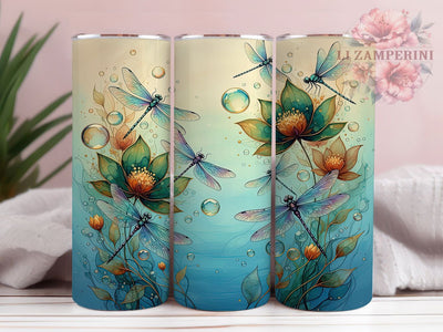 Alcohol Ink Dragonfly Tumbler, Dragonflies Tumbler, Artistic 20oz Wrap, Sublimation Design, Stylish Gift Idea, Colorful Dragonfly Wrap, Nature Inspired Tumbler Sublimation Li Zamperini 