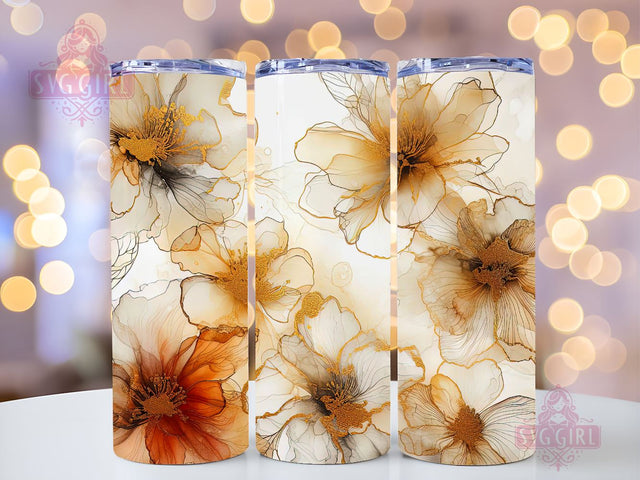 Alcohol Ink Floral 20 oz Skinny Tumbler Sublimation Design Digital Download PNG, Abstract Flowers Tumbler Wrap, Handmade Cup, Craft Tumbler, Craft Drinkware, Craft Cup Sublimation SvggirlplusArt 