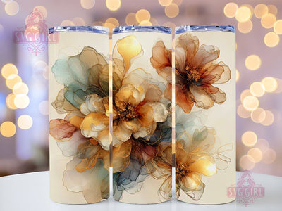 Alcohol Ink Floral 20 oz Skinny Tumbler Sublimation Design Digital Download PNG, Abstract Flowers Tumbler Wrap, Handmade Cup, Craft Tumbler, Craft Drinkware, Craft Cup Sublimation SvggirlplusArt 