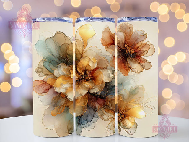 Alcohol Ink Floral 20 oz Skinny Tumbler Sublimation Design Digital Download PNG, Abstract Flowers Tumbler Wrap, Handmade Cup, Craft Tumbler, Craft Drinkware, Craft Cup Sublimation SvggirlplusArt 