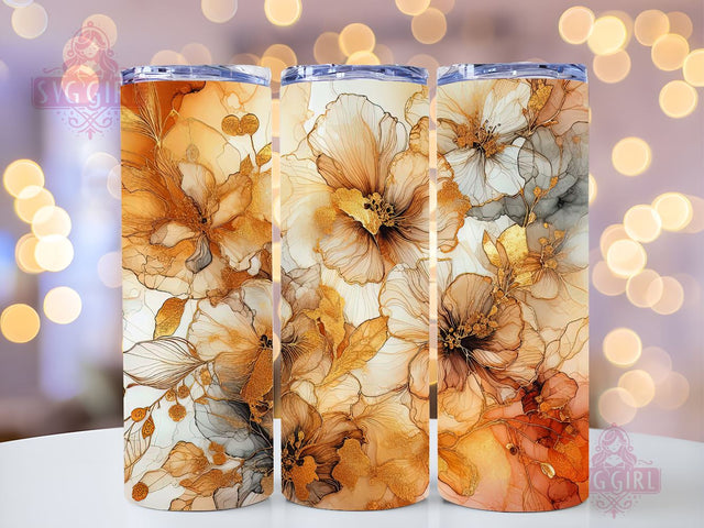 Alcohol Ink Floral 20 oz Skinny Tumbler Sublimation Design Digital Download PNG, Abstract Flowers Tumbler Wrap, Handmade Cup, Craft Tumbler, Craft Drinkware, Craft Cup Sublimation SvggirlplusArt 