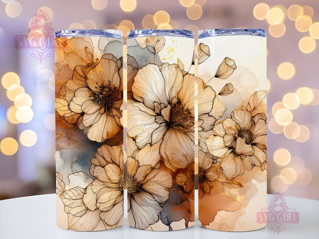 Alcohol Ink Floral 20 oz Skinny Tumbler Sublimation Design Digital Download PNG, Abstract Flowers Tumbler Wrap, Handmade Cup, Craft Tumbler, Craft Drinkware, Craft Cup Sublimation SvggirlplusArt 