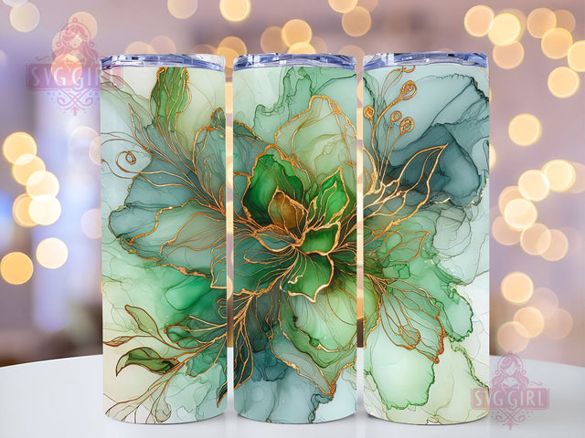 Alcohol Ink Floral 20 oz Skinny Tumbler Sublimation Design Digital Download PNG, Abstract Flowers Tumbler Wrap PNG Sublimation SvggirlplusArt 