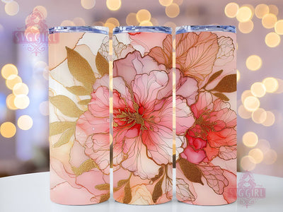Alcohol Ink Floral 20 oz Skinny Tumbler Sublimation Design Digital Download PNG, Abstract Flowers Tumbler Wrap PNG Sublimation SvggirlplusArt 