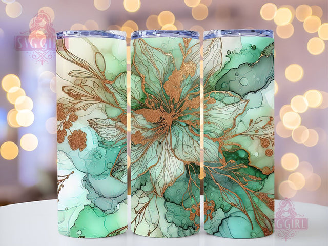 Alcohol Ink Floral 20 oz Skinny Tumbler Sublimation Design Digital Download PNG, Abstract Flowers Tumbler Wrap PNG Sublimation SvggirlplusArt 