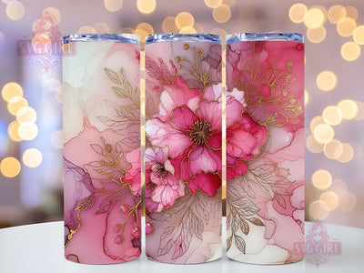 Alcohol Ink Floral 20 oz Skinny Tumbler Sublimation Design Digital Download PNG, Abstract Flowers Tumbler Wrap PNG Sublimation SvggirlplusArt 