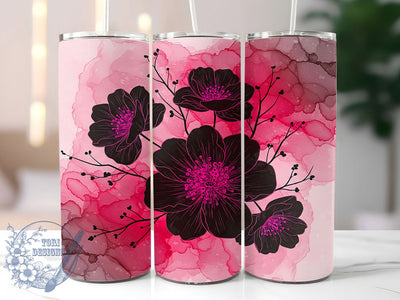 Alcohol Ink Floral Dark 20oz Moody Tumbler Wrap, Elegant Ink Art Sublimation, Dark Floral 20oz Design, Watercolor Flower Tumbler, Abstract Floral Wrap, Moody Ink Flowers Tumbler Sublimation ToriDesigns 