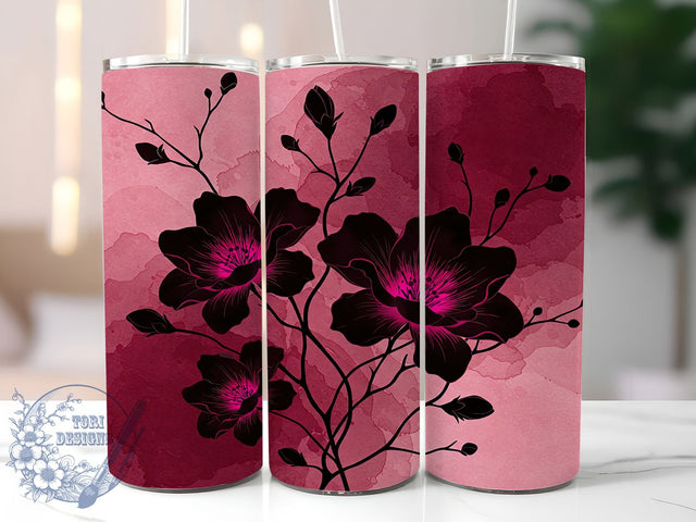 Alcohol Ink Floral Dark 20oz Moody Tumbler Wrap, Elegant Ink Art Sublimation, Dark Floral 20oz Design, Watercolor Flower Tumbler, Abstract Floral Wrap, Moody Ink Flowers Tumbler Sublimation ToriDesigns 