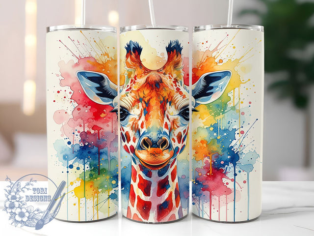 Alcohol Ink Giraffe Tumbler Wrap, Abstract Giraffe Design, Alcohol Ink Art Tumbler, Giraffe Sublimation Wrap, Fluid Art Animal, 20oz Tumbler Template, Unique Giraffe Pattern Sublimation ToriDesigns 