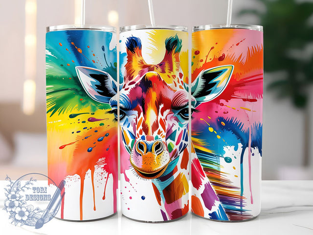 Alcohol Ink Giraffe Tumbler Wrap, Abstract Giraffe Design, Alcohol Ink Art Tumbler, Giraffe Sublimation Wrap, Fluid Art Animal, 20oz Tumbler Template, Unique Giraffe Pattern Sublimation ToriDesigns 