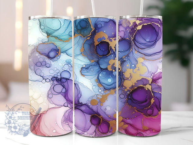 Alcohol Ink Gold 20 oz Skinny Tumbler Sublimation, Blue Purple Tumbler Wrap Png, Galaxy Tumbler Wrap Sublimation, Abstract Tumbler Png Sublimation ToriDesigns 